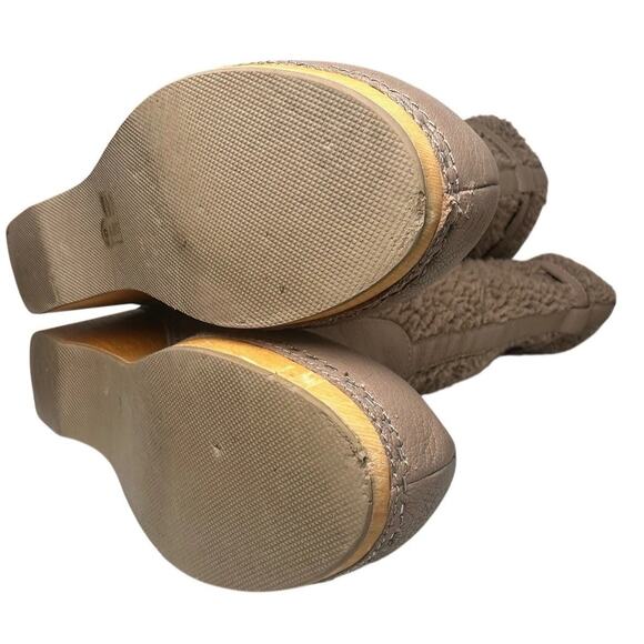 Kelsi Dagger Jagger Taupe Knee High Clog Wood Heel Wedge Round Toe Leather Boot - Picture 3 of 16